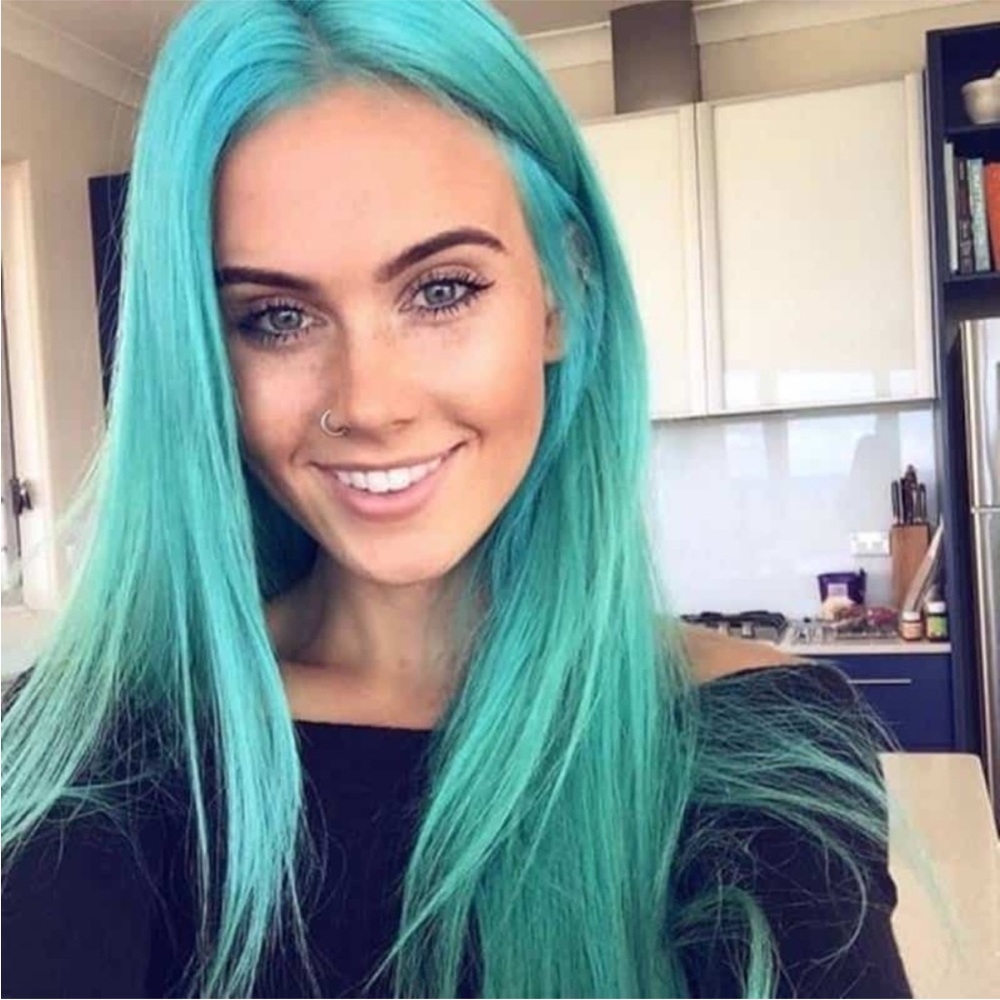 22” Blue Long T Part Lace  Wig NEW